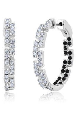 Crislu Medium Cubic Zirconia Regal Inside Out Hoop Earrings in Black at Nordstrom