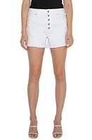 Liverpool Los Angeles Christine Exposed Button Fly High Waist Cutoff Denim Shorts Bright White at Nordstrom,