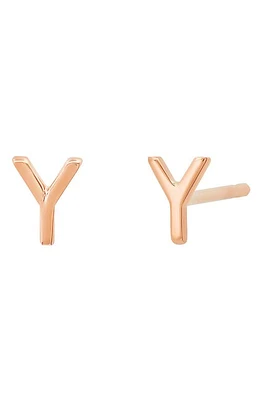 BYCHARI Initial Stud Earrings in 14K Rose Gold-Y at Nordstrom