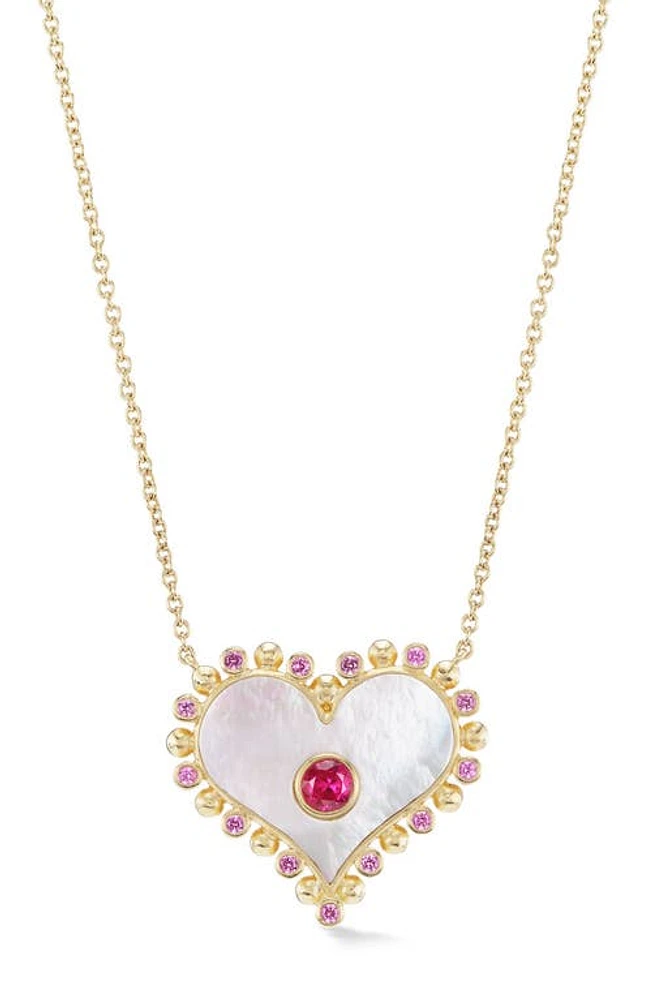 Orly Marcel Large Heart Sapphire Pendant Necklace in White at Nordstrom