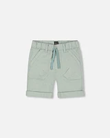 Deux Par Deux Boy's Stretch Twill Short Sage Green at Nordstrom