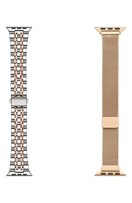 The Posh Tech Assorted 2-Pack Stainless Steel Apple Watch Watchbands in Silver /Rose Gold at Nordstrom