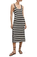 MANGO Stripe Crochet Midi Dress Black at Nordstrom,