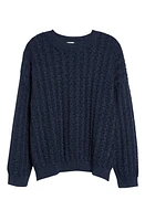 Eleventy Pointelle Crewneck Sweater Blue at Nordstrom,