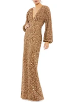 Mac Duggal Sequin Long Sleeve Tulle Gown at Nordstrom,