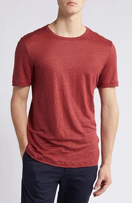 BOSS Tiburt Linen T-Shirt Open Brown at Nordstrom,