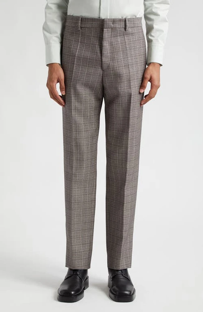 Jil Sander Check Compact Virgin Wool Trousers Military Speckle at Nordstrom, Us