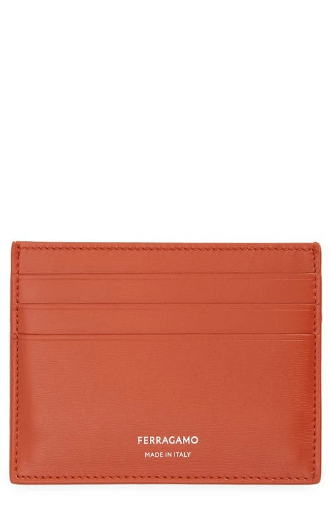 FERRAGAMO Classic Leather Card Case in Terracotta Nero at Nordstrom