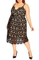 City Chic So Fancy Lace Midi Dress Black at