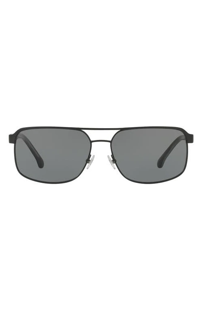 Brooks Brothers 59mm Pilot Sunglasses in Matte Black/Grey at Nordstrom