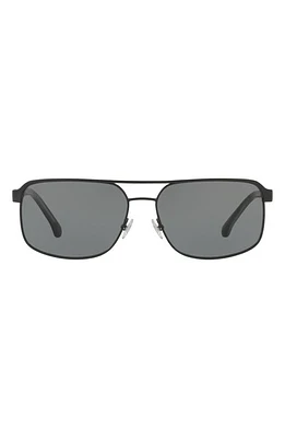 Brooks Brothers 59mm Pilot Sunglasses in Matte Black/Grey at Nordstrom