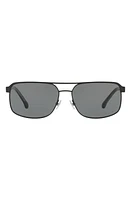 Brooks Brothers 59mm Pilot Sunglasses in Matte Black/Grey at Nordstrom