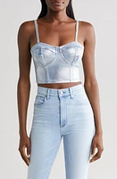 PURPLE BRAND Metallic Foil Denim Corset Light Indigo at Nordstrom,