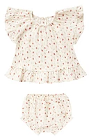 Rylee + Cru Butterfly Cotton Top & Bloomers Strawberry Fields at Nordstrom,