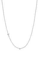 BYCHARI Asymmetric Initial & Diamond Pendant Necklace in 14K Gold-T at Nordstrom