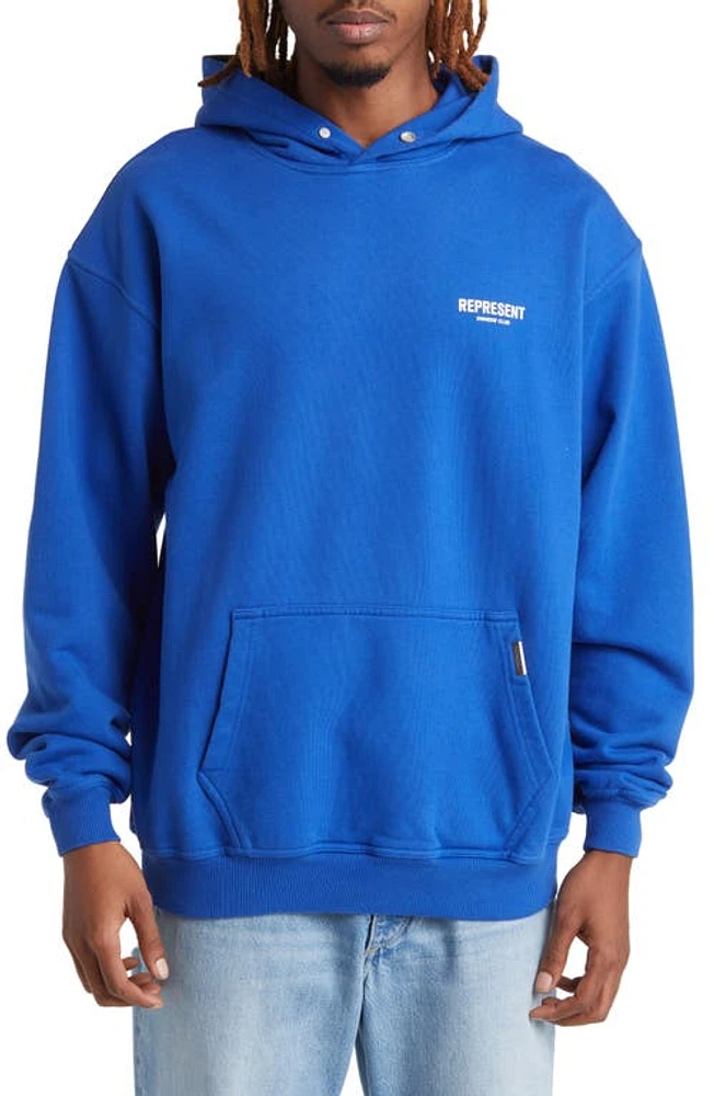 Represent Owners Club Cotton Graphic Hoodie Cobalt at Nordstrom,