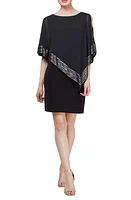 SL FASHIONS Foil Trim Asymmetrical Popover Capelet Sheath Dress at Nordstrom,