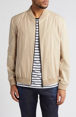 HUGO Ukashi Zip Front Stretch Cotton Jacket Medium Beige at Nordstrom,