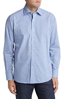 Peter Millar Cashel Check Flesh Finish Button-Up Shirt in Channel Blue at Nordstrom, Size X-Large