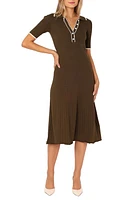 Petal & Pup Diana Short Sleeve Rib Midi Dress in Olive at Nordstrom, Size Small