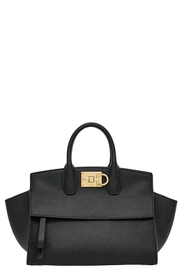 FERRAGAMO The Studio Soft Small Leather Top-Handle Bag in Nero at Nordstrom