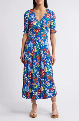 Boden Rebecca Jersey Midi Dress Blue Wildflower Cluster at Nordstrom,