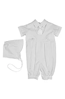 Little Things Mean a Lot Gabardine Christening Romper White at Nordstrom,