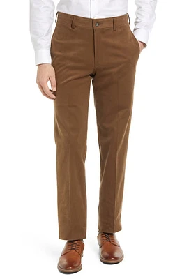 Berle Charleston Khakis Flat Front Brushed Twill Pants Tobacco at Nordstrom,