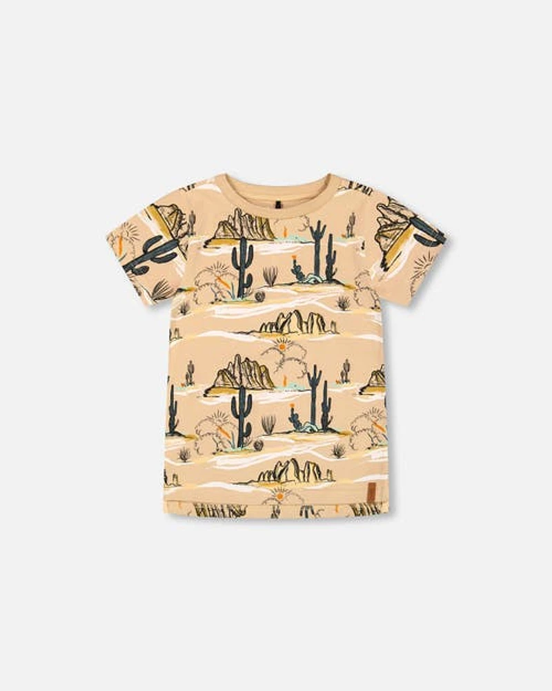 Deux Par Deux Little Boy's Organic Cotton Printed T-Shirt Beige at Nordstrom