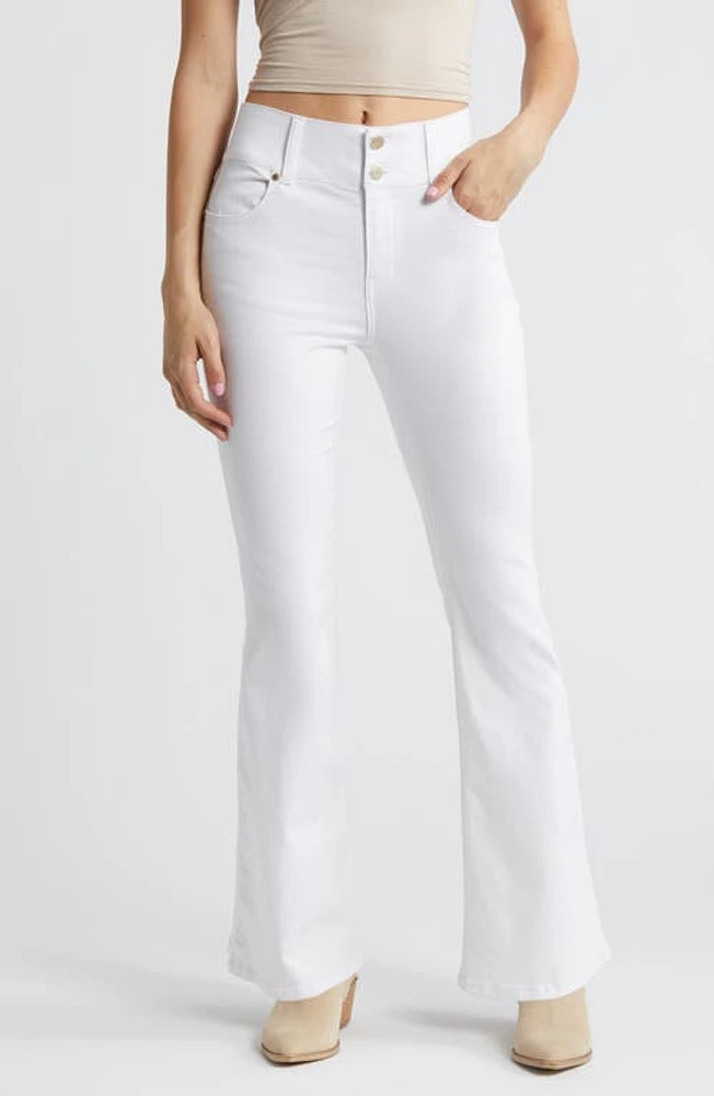 1822 Denim Fit & Lift High Waist Flare Jeans White at Nordstrom,