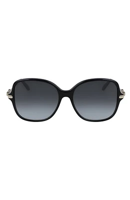 FERRAGAMO 57mm Gradient Rounded Square Sunglasses in Black/Grey at Nordstrom