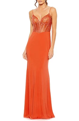 Mac Duggal Mixed Media Embellished Lace Sheath Gown at Nordstrom,