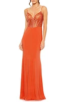 Mac Duggal Mixed Media Embellished Lace Sheath Gown at Nordstrom,