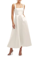 Dessy Collection Square Neck Sateen Midi Gown at Nordstrom,