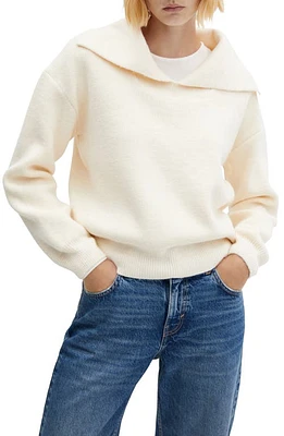 MANGO Oversize Collar Sweater in Ecru at Nordstrom, Size X-Small