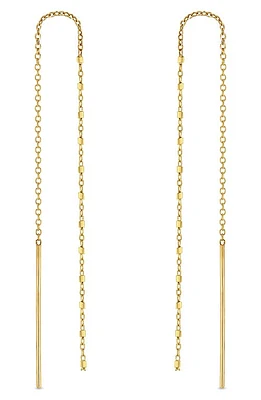 Zoë Chicco Square Bead Chain Drop Threader Earrings in Yellow Gold at Nordstrom