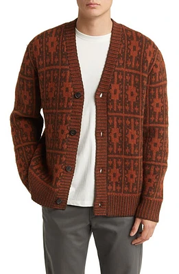 Les Deux Ezra Heavyweight Jacquard Cardigan Coffee Brown/Honeycomb at Nordstrom,