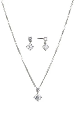 Nadri Stud Earrings & Pendant Necklace Set in Rhodium at Nordstrom