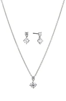 Nadri Stud Earrings & Pendant Necklace Set in Rhodium at Nordstrom