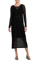 Ripe Maternity Leo Flocked Long Sleeve Maternity/Nursing Dress Black at Nordstrom,