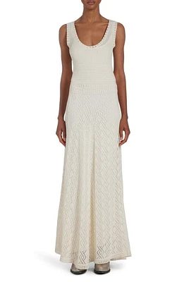 Golden Goose Sleeveless Pointelle Maxi Sweater Dress Ecru at Nordstrom,