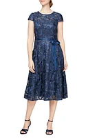 Alex Evenings Embroidered Tulle Cocktail Dress in Navy at Nordstrom, Size 10