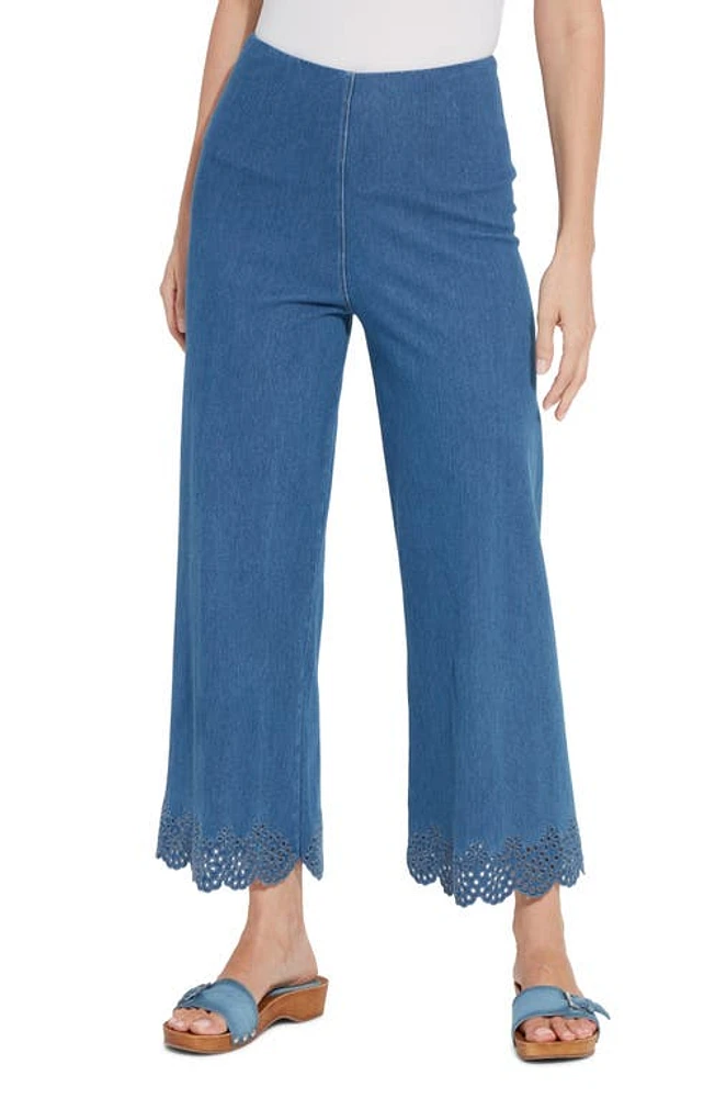 Lyssé Eyelet Hem Wide Leg Jeans at Nordstrom,