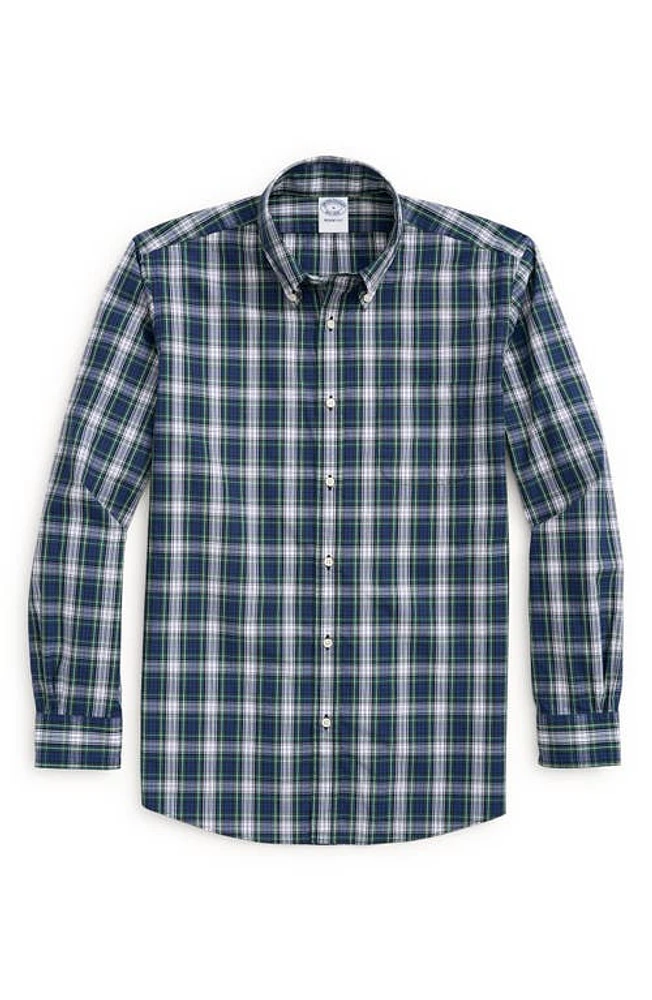 Brooks Brothers Regent Fit Plaid Button-Down Shirt in Blue/White Multi at Nordstrom, Size Small