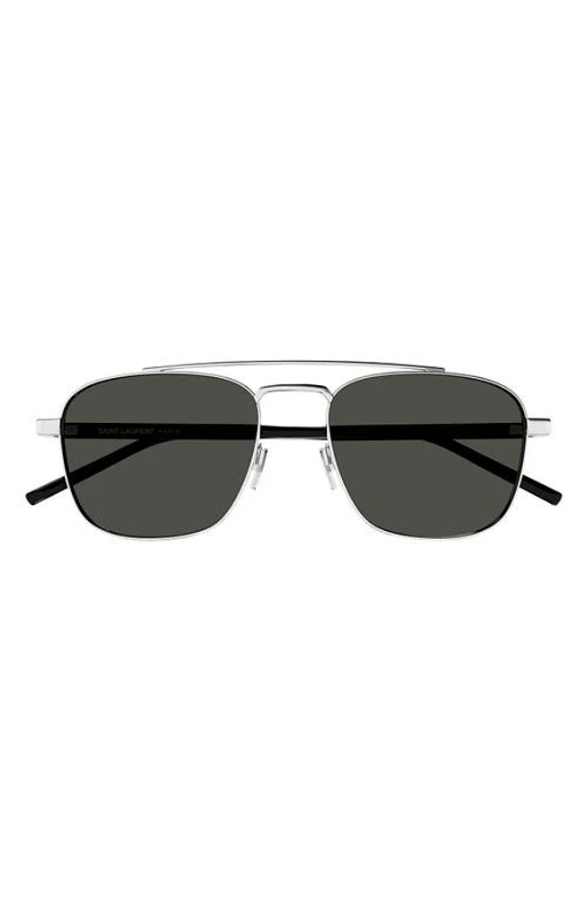 Saint Laurent 56mm Aviator Sunglasses in Silver at Nordstrom