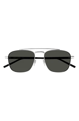 Saint Laurent 56mm Aviator Sunglasses in Silver at Nordstrom