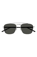 Saint Laurent 56mm Aviator Sunglasses in Silver at Nordstrom