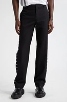 Off-White Grommet Band Virgin Wool Slim Pants Black at Nordstrom, Us