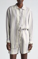 BITE Studios Portico Stripe Rumpled Satin Button-Up Shirt Glicine at Nordstrom, Us