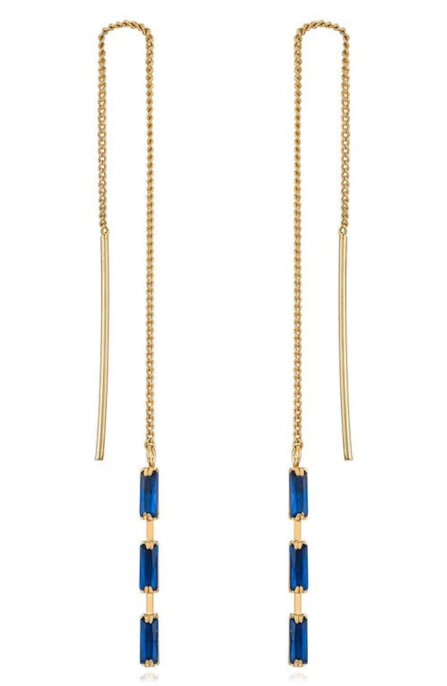 Ettika Cubic Zirconia Baguette Threader Earrings in Sapphire at Nordstrom